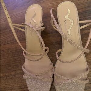 Nina Women's Glittery Strappy Heels - Gold